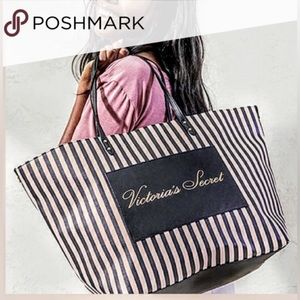 Victoria’s Secret Black and White Striped Tote Bag